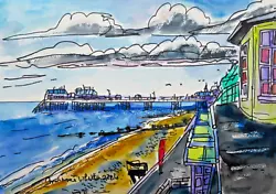 Buy Original Watercolour Painting Cromer Beach Pier View By Ann Marie Whitton • 25£