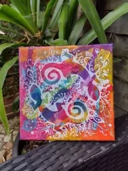 Buy Original Rainbow Gecko Mixed Media Painting • 34£