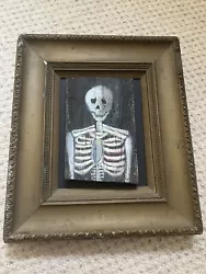 Buy Quirky Memento Mori Vanitas Painting On Wood Inside Antique Frame • 100£