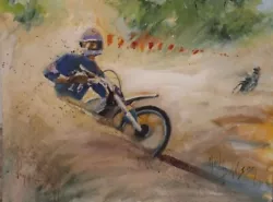 Buy Neil Davison Oil Painting Art Dirt Bike Saginaw Bay City Artist • 240.50£