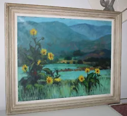 Buy Sunflower Oil Painting I Knudsen Mountain Landscape Custom Frame Late 19th C • 1,228.49£