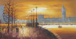 Buy London Eye Large Long Oil Painting Canvas Modern Art England British Cityscaspe • 48.95£