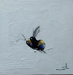 Buy Bumble Bee Oil Painting Vivek Mandalia Minimalism 8x8 Signed Collectible  • 0.99£