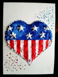 Buy 3D ACEO Original Art,  American Flag, Textured Small Artwork 3.5 X 2.5  Inches • 9.97£