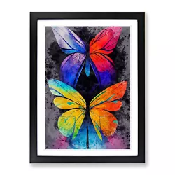 Buy Butterflies Paint Splatter No.2 Wall Art Print Framed Canvas Picture Poster • 24.95£