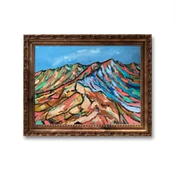 Buy Bob Ross Style Oil Mountains Painting Large Art Tree Landscape Acrylics Art • 393.75£