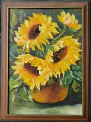 Buy Original Oil Painting Sunflowers Still Life - Rojas Signed & Framed - 22 X16.5   • 123.20£