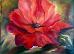 Buy Paintings On Canvas Modern Realistic Red Brown Poppy Flower Gift For Her Living • 119.07£