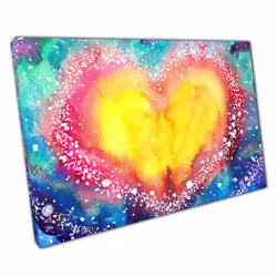 Buy Love Heart Abstract Colourful Rainbow Watercolour Splatter Painting Print Canvas • 9.70£