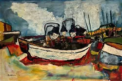 Buy Abraham Rattner (1893 - 1978) Oil Painting Night Fishing Boats • 2,348.31£