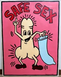 Buy Keith Haring 1983 SAFE SEX Art Painting Estate Certificate Of Authenticity • 741.26£