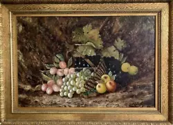 Buy Antique Oil Painting Old BRITISH STILL LIFE Basket Of Fruit C1890 RESTORATION • 110£