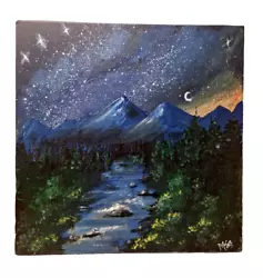 Buy Original Galaxy Painting Starry Night On Canvas, 20 By 20 Cm • 19.77£