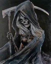 Buy Original Grim Reaper Painting Abstract Thayer Art OOAK Canvas Halloween Decor • 33.70£