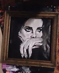 Buy Hand Painted By Local Denver Artist, Lana Del Ray Portrait 8x8in Wood Frame Art • 45.48£