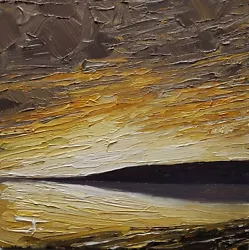 Buy Sun Horizon Landscape Oil Painting Vivek Mandalia Impressionism 8x8 Original Coa • 0.99£