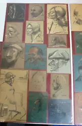 Buy Art Sketches By G. R. Weekes Charcoal / Oil Pastel Mounted On Card Pub Portraits • 19.99£