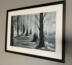 Buy Wall Art Print, Forest Winter Snow Scene, Home Decor, Original Artwork, Framed. • 12£