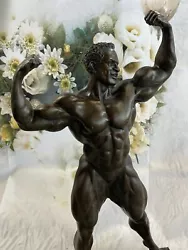 Buy 21  Real Solid Bronze Body Builder Statue Trophy Sculpture Metal Art Male Statue • 377.95£
