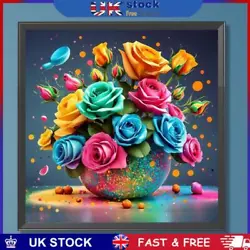 Buy 5D DIY Full Round Drill Diamond Painting Colourful Flowers Kit Home Decor30x30cm • 6.39£
