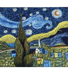 Buy 50x40cm OOAK Oil Painting Copy Van Gogh Starry Sky • 39£