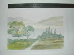 Buy TREES ACROSS LAKE OF MOUNTAIN HILL Scottish Scene Vintage Watercolour Painting • 2£