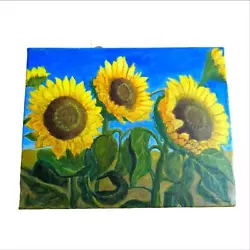 Buy Artist Signed Original Sunflowers Acrylics On Canvas Painting Summer Wall Decor • 20.66£