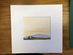 Buy Original Miniature Watercolour Of A Landscape Of Sunset In Ireland • 7.50£
