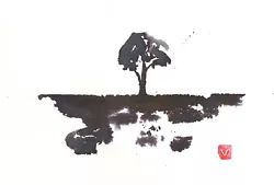 Buy Tree Ink Wash Painting Impressionist Minamilist . A5 Signed By Artist  • 35.99£