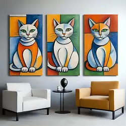 Buy Three Cats Painted By Pablo Picasso Triptych • 19£