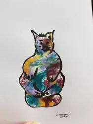 Buy Random Mini Art Painting Original Signed Cat Weird Unique One Off • 7.99£