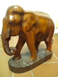 Buy Large WOODEN ELEPHANT CARVED 40cm Sculpture Golden Rosewood Carved Wood Asia • 333.94£