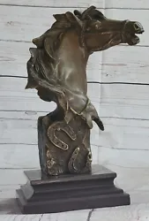 Buy Bronze Horse Head Bust Statue Stable Equestrian Barn Art Deco Marble Sculpture • 82.27£