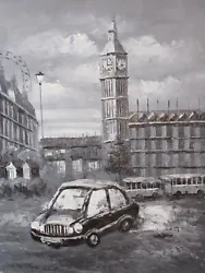 Buy Blck White London Large Oil Painting Canvas Contemporary Cityscape Original Art • 16.95£