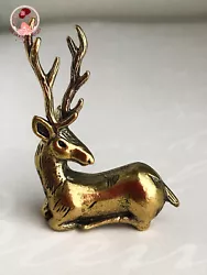 Buy Sculpture Figurine Deer Solid Brass Small Size Home Decor Shelf Desk Ornament  • 10£