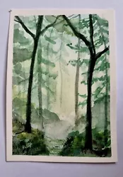 Buy BRAND NEW ARTWORK Original Watercolour Misty Forest  6” X 4” • 3.50£
