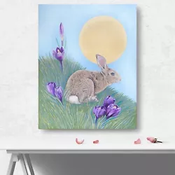 Buy ORIGINAL Acrylic Picture Painting Painting Art Modern UNIQUE Art Animals Easter Bunny • 25.69£