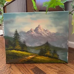 Buy Vintage Original Oil Painting Mountain Landscape Signed Unframed (Bob Ross Style • 70.28£
