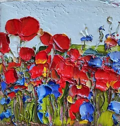 Buy Poppies Painting Original Oil Small Painting On Canvas Palette Knife Flowers • 92.01£