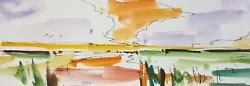 Buy JOSE TRUJILLO Artist ORIGINAL Watercolor Painting SIGNED Modern 4x11  CLOUDS SKY • 106.67£