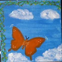 Buy Handpainted Canvas Wall Art Prints 30cm Butterfly, Gift, Xmas, Birthday, Flowers • 7.50£