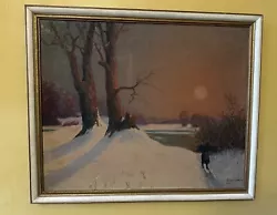 Buy Alfred Deggendorfer  1957 .  Mid 20th Century Oil, Winter Sunset • 96£