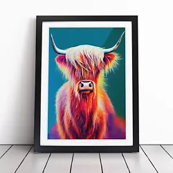 Buy Colourful Highland Cow No.2 Wall Art Print Framed Canvas Picture Poster Decor • 34.95£
