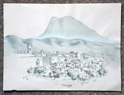 Buy CLOSING SALE Original Pen And Watercolour Signed MJ, '69 - Village And Mountain • 7£