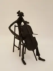 Buy Black Bronze Cello Cellist Statue Sculpture Musical Musician 9.5  Tall • 99.49£