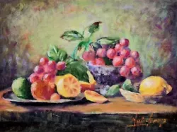 Buy Original Mario Mendoza Oil Painting Canvas Still Life Fruit Friends Fine Art • 500£