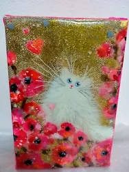 Buy  Original Oil Painting Cat Poppy Flower By Kim Haskins • 399£
