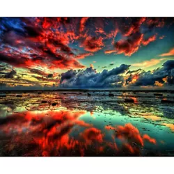 Buy Painting By Numbers Kit DIY Red Cloud Canvas Oil Wall Art Picture Gift Ornaments • 7.41£