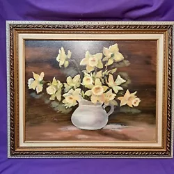 Buy Floral Olegraph  Painting  On Canvas In Frame 18 X 22  Daffodils • 53.87£