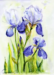 Buy Iris PRINT, Blue Flowers, Wall Art, Print Of Original Watercolor Painting, Decor • 7.56£